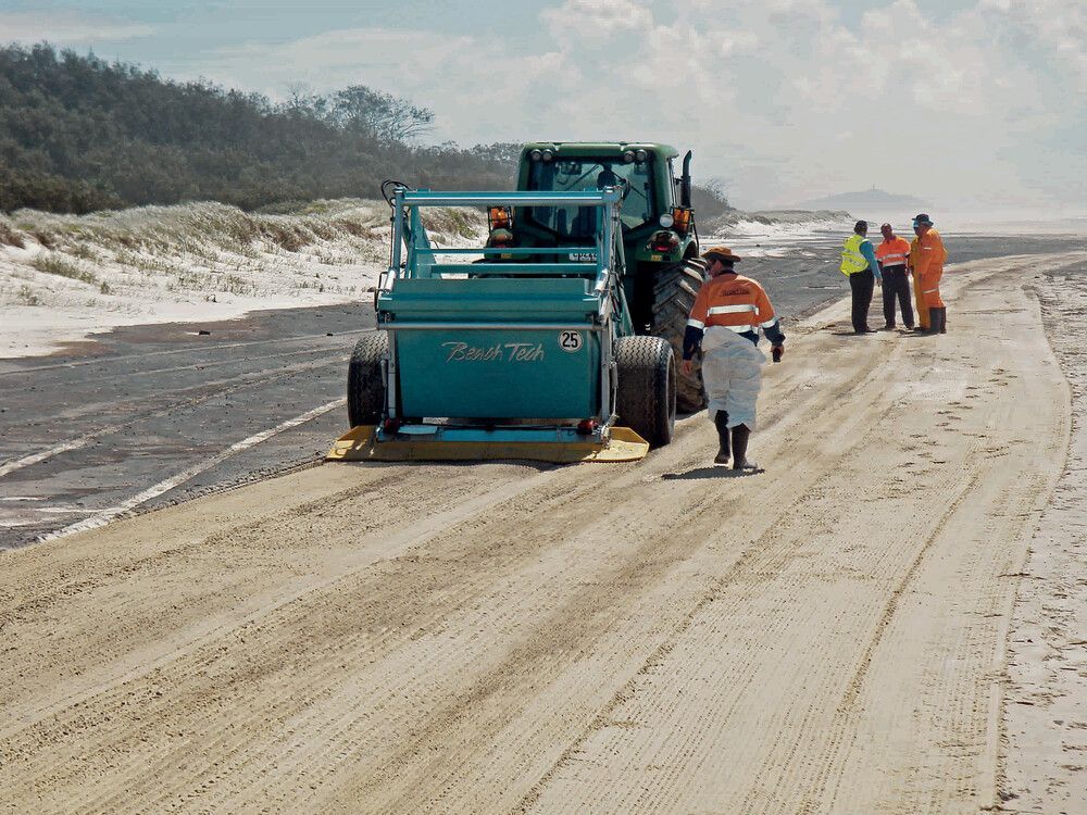 BeachTech Beach Cleaner Demonstration Sand Cleaning Oil