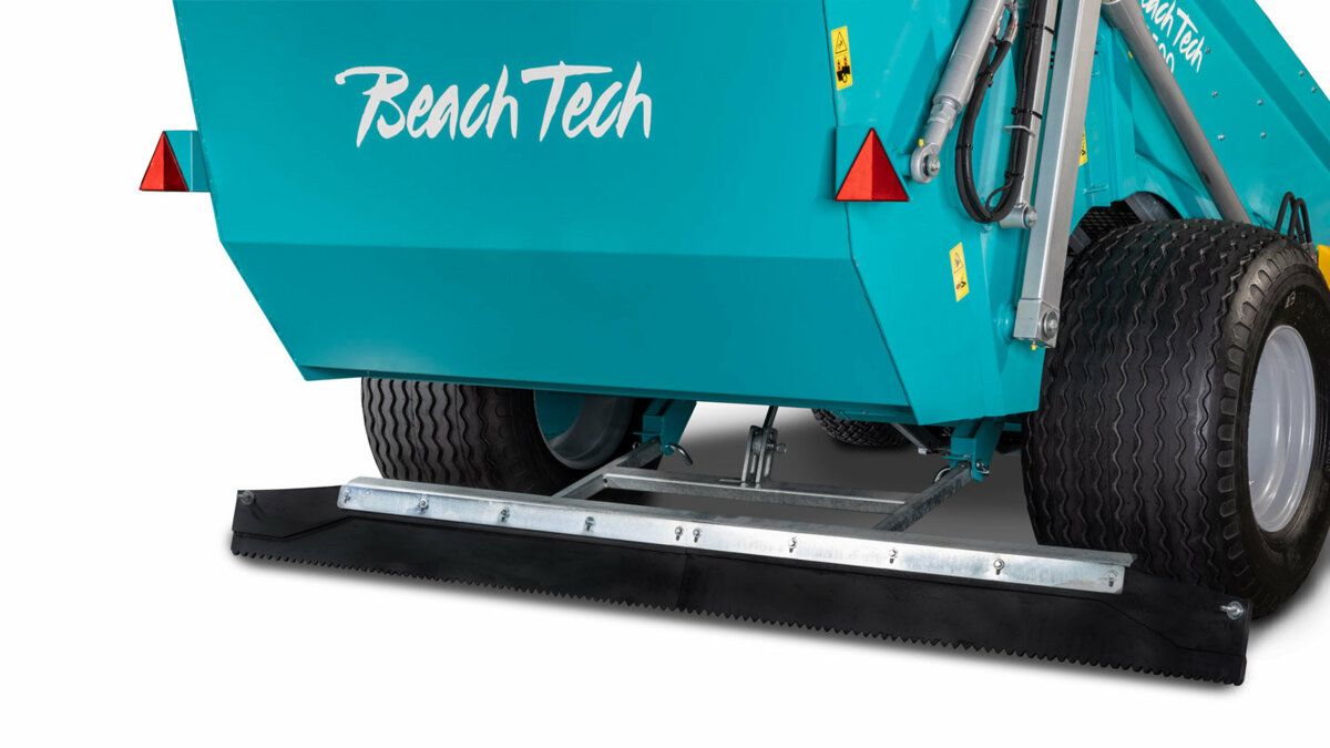 The BeachTech 1500's finisher smoothes the sand surface