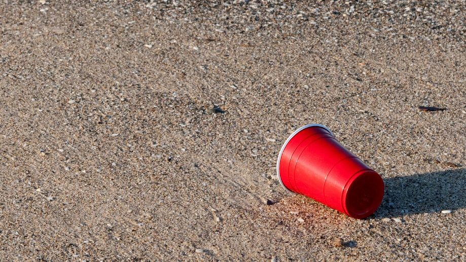 Red cup on the ground